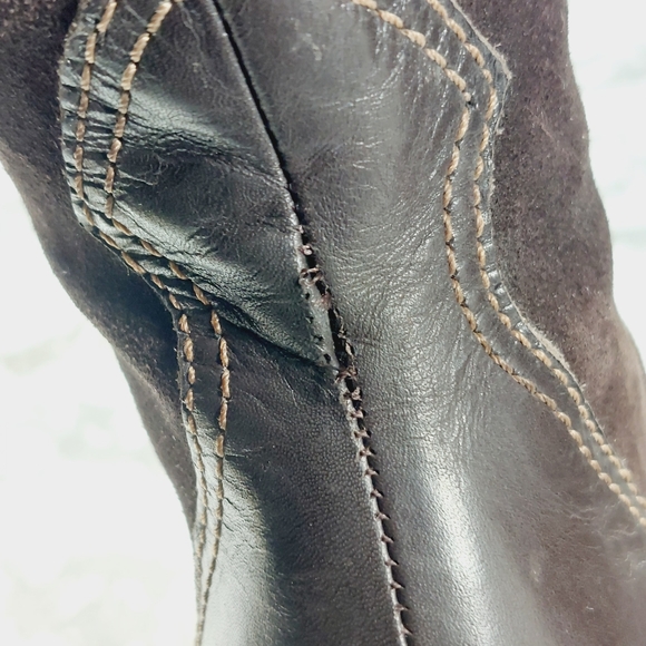 Franco Sarto Tall Brown Leather Suede Block Heel Rounded Toe Boots X230 - Picture 10 of 15